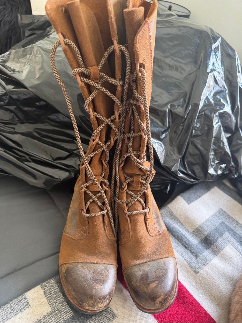 Sorel Brown Leather and Suede Lace-Up Boots
